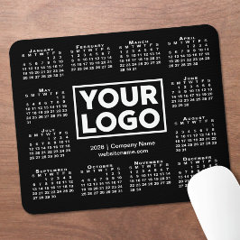 Modern 2026 Calendar Business Logo Black Mousepad
