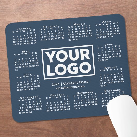 Modern 2026 Calendar Business Logo Navy Blue Mousepad