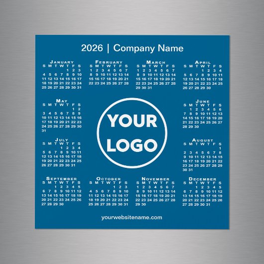 Modern 2026 Calendar Company Logo auf Blue Magnet