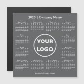 Modern 2026 Calendar Company Logo Dark Gray Magnet (Vorne/Hinten)