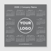 Modern 2026 Calendar Company Logo Dark Gray Magnet (Vorderseite)