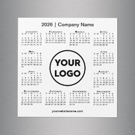 Modern 2026 Calendar Company Logo on White Magnet