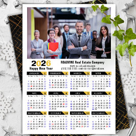 Modern 2026 Calendar Corporate Foto Black Gold Feiertagskarte
