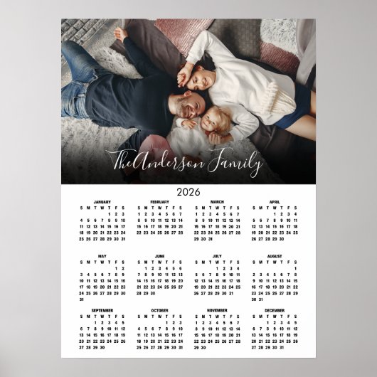 Modern 2026 Calendar Family Photo Poster (Vorne)