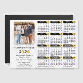 Modern 2026 Calendar Foto Black Gold Magnetic Magnetkarte (Vorne/Hinten)