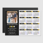 Modern 2026 Calendar Foto Black Gold Magnetic Magnetkarte (Vorne/Hinten)