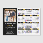 Modern 2026 Calendar Foto Black Gold Magnetic Magnetkarte (Vorderseite)