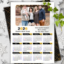 Modern 2026 Calendar Foto Black Gold Minimalistisc