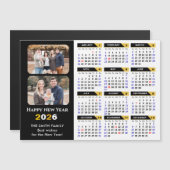 Modern 2026 Kalender 2 Foto Schwarzes Gold Magneti Magnetkarte (Vorne/Hinten)