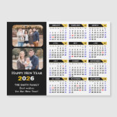 Modern 2026 Kalender 2 Foto Schwarzes Gold Magneti Magnetkarte (Vorderseite)