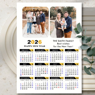 Modern 2026 Kalender 2 Foto Schwarzes Gold Magneti Magnetkarte