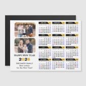 Modern 2026 Kalender 2 Foto Schwarzes Gold Magneti Magnetkarte (Vorne/Hinten)
