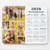 Modern 2026 Kalender 6 Foto Collage Personalisiert Mousepad (Vorne)