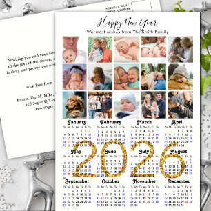 Modern 2026 Kalender Gold Script 15 Foto Collage Feiertagspostkarte