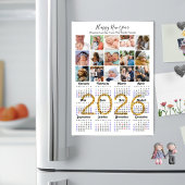 Modern 2026 Kalender Gold Script 15 Foto Magnetic Magnetkarte
