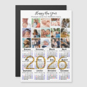 Modern 2026 Kalender Gold Script 15 Foto Magnetic Magnetkarte (Vorne/Hinten)