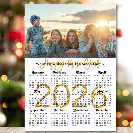 Modern 2026 Kalender Gold Script einfach magnetisc Magnetkarte