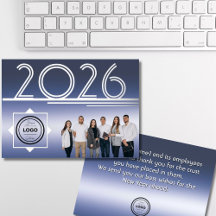 Modern 2026 New Year Logo Photo Greeting Card