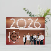 Modern 2026 New Year Logo Photo Greeting Card Folieneinladung (Stehend vorne)