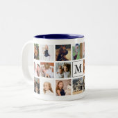 Modern 20-Familie Foto Collage| Monogramm Zweifarbige Tasse (Vorderseite Links)