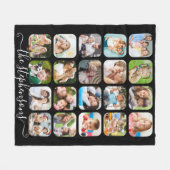 Modern 20 Foto Collage Script Name Fleecedecke (Vorderseite (Horizontal))