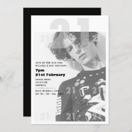 Modern 21. Geburtstag BOY MIRL Party Einladung URB