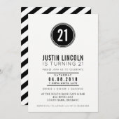 MODERN 21. Geburtstag Party INVITE schlichter Flec Einladung (Vorne/Hinten)