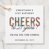 Modern 21. Geburtstag Party Leopard Print Geschenkanhänger (Vorderseite)