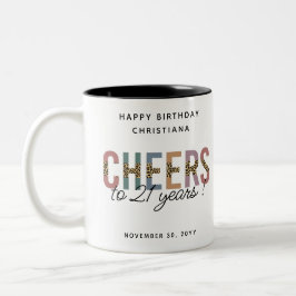 Modern 21. Geburtstag Party Leopard Print Zweifarbige Tasse