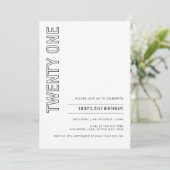 Modern 21. Geburtstagsfeier Party Einladung (Stehend Vorderseite)