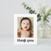 Modern 2 Baby Fotos Trendy Typografy Simple Postkarte (Stehend Vorderseite)