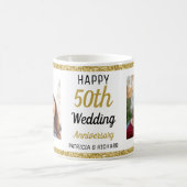 Modern 2 Foto 50 Gold Jubiläum Glitzer-Namen Kaffeetasse (Mittel)