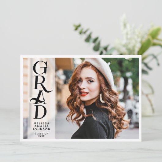 Modern 2-Foto-Abschluss Einladung (Stehend Vorderseite)