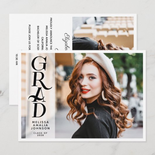 Modern 2-Foto-Abschluss Einladung (Vorne/Hinten)