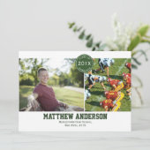 Modern 2 Foto Abschluss Einladung - Grün (Stehend Vorderseite)