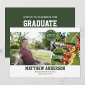 Modern 2 Foto Abschluss Einladung - Grün (Vorne/Hinten)