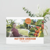 Modern 2 Foto Abschluss Einladung - Orange (Stehend Vorderseite)