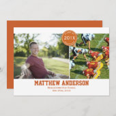 Modern 2 Foto Abschluss Einladung - Orange (Vorne/Hinten)