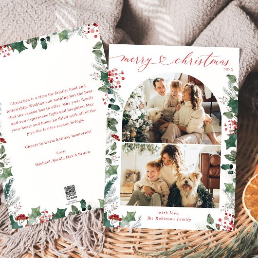 Modern 2 Foto Arch Frohe Weihnachtskarte Feiertagskarte