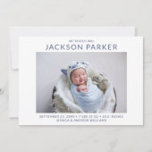 Modern 2 Foto Boy Birth Ankündigung (Vorderseite)