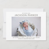 Modern 2 Foto Boy Birth Ankündigung (Vorderseite)