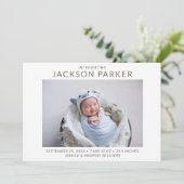 Modern 2 Foto Boy Birth Ankündigung (Stehend Vorderseite)