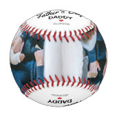 Modern 2 Foto Collage Erster Vatertag Baseball (Vorderseite)