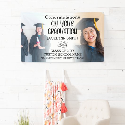 Modern 2 Foto Collage Graduation Banner (Insitu)