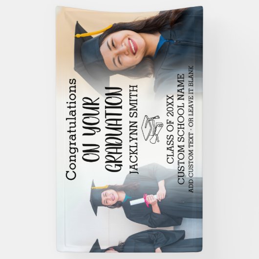Modern 2 Foto Collage Graduation Banner (Vertikal)