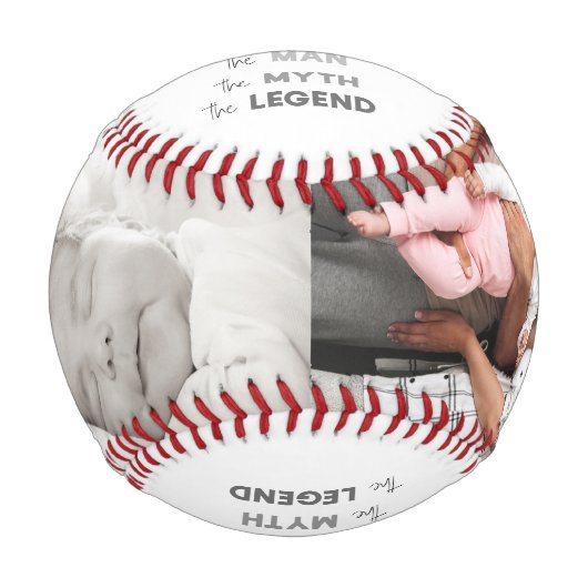 Modern 2 Foto Collage VATER The Man Myth Legende Baseball (Vorderseite)