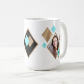 Modern 2 Foto Diamond Geometrie mit Monogramm Kaffeetasse (VorderseiteRechts)