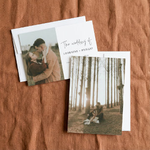 Modern 2 Foto Einfach Hochzeit Einladung
