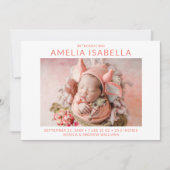 Modern 2 Foto Girl Birth Ankündigung (Vorderseite)