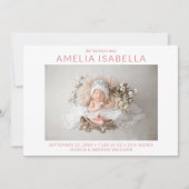 Modern 2 Foto Girl Birth Ankündigung (Vorderseite)